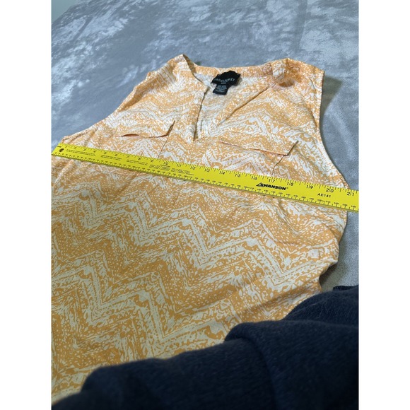 Cynthia Rowley Top Womens 1X Linen Rayon Sleeveless Chevron‎ Blouse Top Plus - Picture 4 of 8